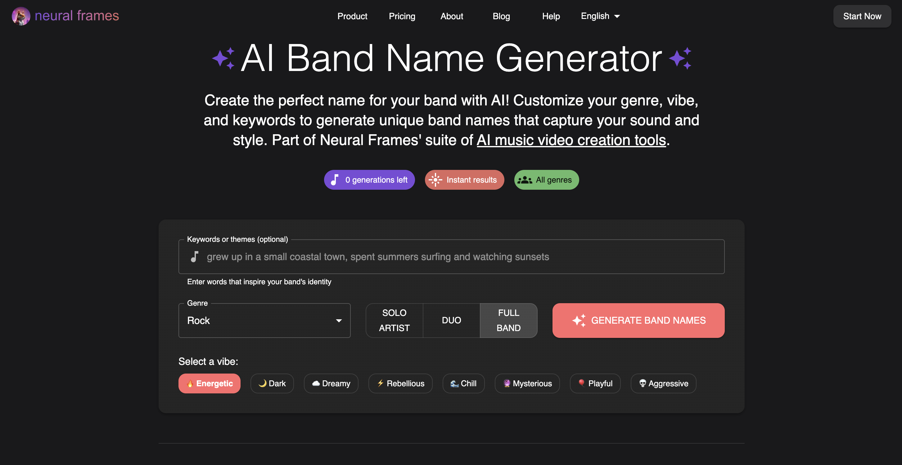 Band Name Generator - Create Unique Band Names Free | AI-Powered